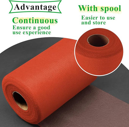 Terracotta Tulle Fabric Rolls 6 Inch by 100 Yards (300 feet) Fabric Spool Tulle Ribbon for DIY Tutu Bow Baby Shower Birthday Party Wedding Decorations Christmas Craft Supplies