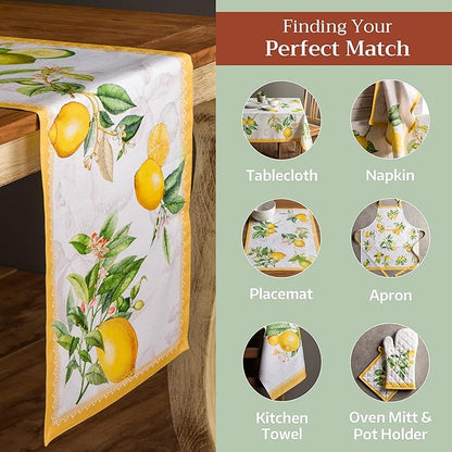 Maison d' Hermine Table Runner 100% Cotton Single Layer Table Runners 108 inches Long Decorative for Home Kitchen Dining Party Wedding Bridal Shower Spring Summer (Limoncello, 14.50" x 108")