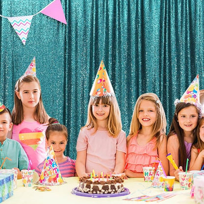 SquarePie Sequin Backdrop LessTransparent Background Sparkly Curtain for Wedding Party 10FT x 10FT Teal