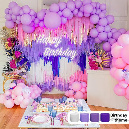PartyWoo Pink and Purple Crepe Paper Streamers 4pcs 328ft Pack of Light Pastel Baby Pink and Purple Crepe Paper Streamers for Birthday Gender Reveal Baby Shower Princess Butterfly Party Decorations