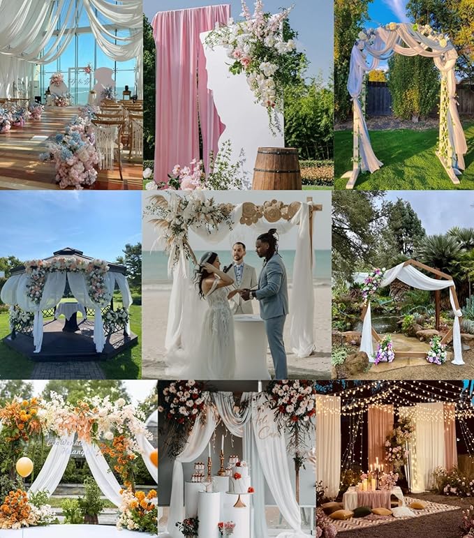 Dusty Rose Wedding Arch Draping Fabric 29" x 20 FT Wedding Drapes for Backdrop Sheer Curtains Drapes for Romantic Bridal Baby Shower Decorations Ceremony Birthday Party Fall Outdoor Events