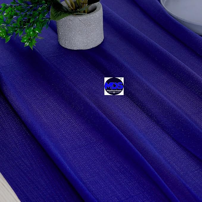 MDS 25 Pack 10ft Chiffon Table Runner 29 x 120 Inches Sheer Wedding Runner Romantic Rustic Table Runner for Wedding Decorations, Birthday Parties, Bridal Shower Party Arch Decor - Royal Blue