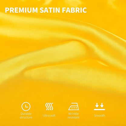 ANECO 16 Pack Square Satin Napkin Bright Silk Table Napkin Soft Smooth Fabric Table Napkin for Wedding Banquet Party Decoration, Yellow, 17 x 17 Inch