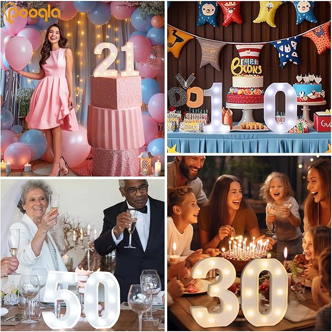 Pooqla 25th Birthday Decoration for Her Him, Decorative LED Light Up Numbers, Marquee Numbers 25 Sign for Party Backdrop 25th Wedding Anniversary Decor, Warm White and Cool White Number 25