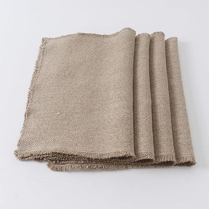 100% Pure Linen Placemats Set of 4 - 13 x 19 Inch Super Thick Noble Dining Table Place Mat for Wedding, Parties, Everyday, Holidays, Indoor Outdoor (4PCS, Linen)
