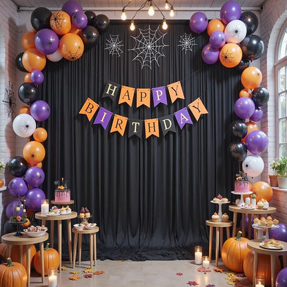 20x12ft Wrinkle Free Black Backdrop Curtain for Wedding Parties, 4 Panels 5×12 ft Long Soft Silky Polyester Fabric Backdrop Drapes Black Photo Back Drop Curtains for Party Photography Background Cloth