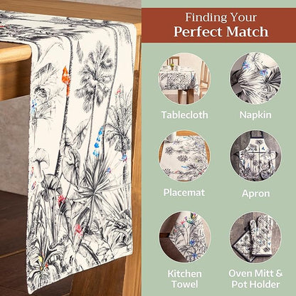 Maison d' Hermine Table Runner 100% Cotton Double Layer Table Runners 108 inches Long for Thanksgiving Christmas Decorations Home Kitchen Dining Party Wedding (Amazonia, 14.5" x 108")