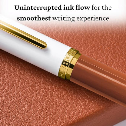 Ellington Pens Luxury Fountain Pen Set- Fountain Pens for Writing - Smooth Medium Nib - Includes Refillable Ink Converter, 3 Ink Cartridges [Black & Blue], Gift Box - Elegant Calligraphy
