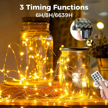 btfarm Fairy Lights Plug in with Remote, 33FT 100 LED Outdoor Twinkle Lights Waterproof with Timer, 8 Modes Indoor String Lights for Bedroom Patio Garden Wedding Christmas Decoration, Warm White