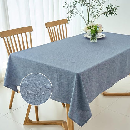 maxmill Square Linen Tablecloth Water Resistance Antiwrinkle Spillproof Stain Proof Fabric Table Cloth, Decorative Fabric Table Cover for Banquet Party Event Holiday Dinner, 70 x 70 Inch, Demin Blue