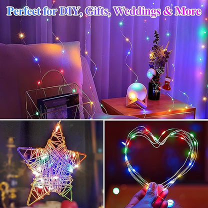Lakumu 12 Pack Multi-Color Fairy Lights Battery Operated, 7ft 20 LED Waterproof Micro Firefly Lights for DIY Craft, Wedding Table Centerpieces, Christmas Decor, Bedroom