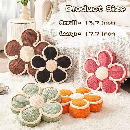 Flower Pillow, Soft Shaped Floor Cushion, Decorative Throw Pillow, Cute Seating Cushion, Room Decor Plush Pillows for Sofa Couch Bed (17.7 Inch, Sage Green)