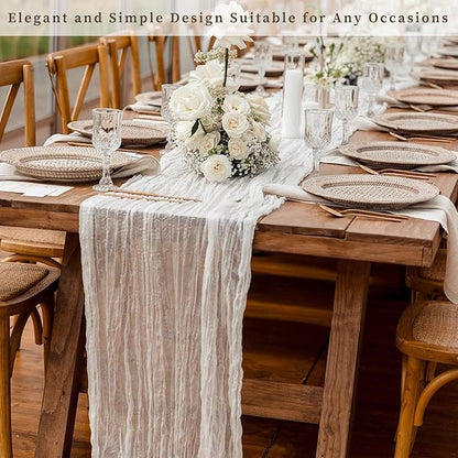 10FT 20 Pack White Cheesecloth Table Runner 20 x 120 Inch Long Rustic Gauze Cheese Cloth Table Runner for Wedding Bridal Baby Shower Table Decorations Boho Fabric Sheer Birthday Party Table Decor