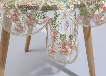 vctops Damask Lace Patchwork Tablecloth Luxury Square Small Table Cover Elegant Floral Embroidered Lace Table Cloth for Party Kitchen Dinning Picnic Decoration (Type N,22"x22")