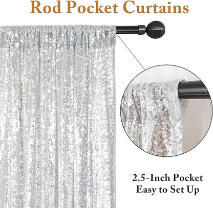 ShinyBeauty Purple and Silver Sequin Backdrop Curtains, 4 Panels 2FTx8FT, Photograph Backdrop Sparkle Backdrop Luxurious Wedding Birthday Background Drapes