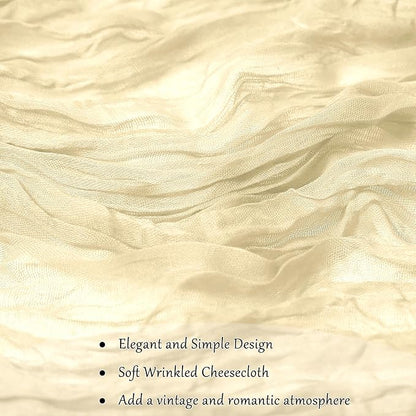 10-Pack Beige Cheesecloth Table Runners – 10FT (35x120 Inch) Boho Rustic Gauze Fabric Cheese Cloth Table Runner for Weddings, Baby Showers, Bridal Shower, Farmhouse & Birthday Party Decor