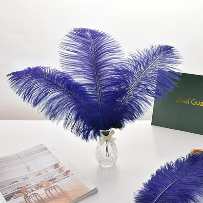 Ballinger Royal Blue Ostrich Feathers - 24Pcs 12-14inch Craft Feathers for Party Centerpieces, Flower Arrangement and Home Decor