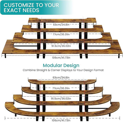 ELITEROO Cupcake Display Stand, 4 Tier Wooden Dessert Stand, Cookie Treat Stands for Dessert Table Set, Food Display Risers for Party Wedding Decor Birthday Graduation, Rustic Brown Straight