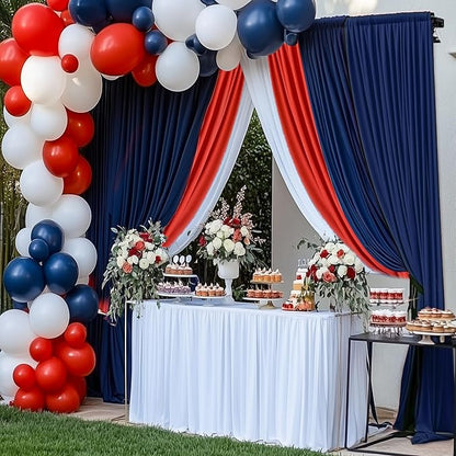 10×12ft Navy Blue Wrinkle Free Backdrop Curtain for Wedding Parties, 2 Panels 5×12ft Long Soft Silky Polyester Backdrop Drapes Photo Back Drop Curtains for Birthday Photography Background Cloth