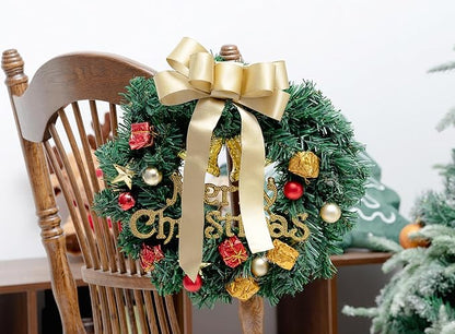 Gold Satin Wired Ribbon 1-1/2 Inch Double-Faced Glitter Ribbons for Wreath, Christmas Tree Decoration, Gift Wrapping, Home Decor 10 Yards