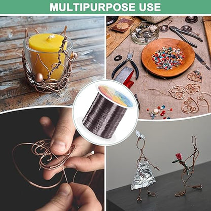 2-Rolls 0.2mm Jewelry Wire, 32 Gauge 328FT Craft Wire Copper Beading Wire for Jewelry Making/Planting/Weaving/DIY Crafting, Soft Metal Wires [100M, Metallic Black]