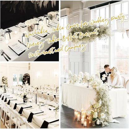 12 Pack Polyester Tablecloth 60 x 102 Inch Ivory Tablecloth for 6 Ft Rectangle Tables,Stain and Wrinkle Resistant Washable Fabric Table Covers Polyester Table Clothes for Wedding Parties Banque