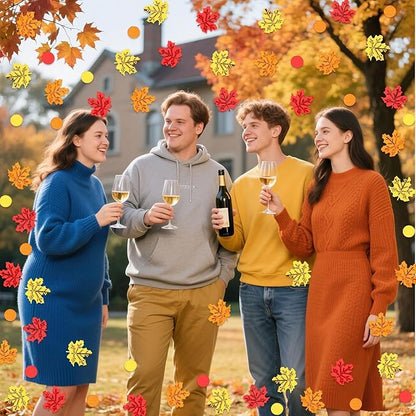 MARFOREVER Maple Leaf Fall Confetti, Thanksgiving Metallic Foil Confetti Autumn Leaves Sequins Sprinkles Table Scatter Centerpiece for Fall Thanksgiving Party Supplies Decorations