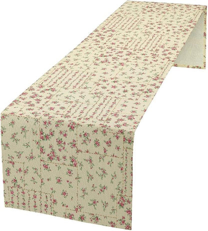Floral Table Runner, Watercolor Rose Flower Kitchen Table Decoration Vintage Spring Home Tablecloth for Birthday Party Picnic Decoration 13x108 Inch 1PCS