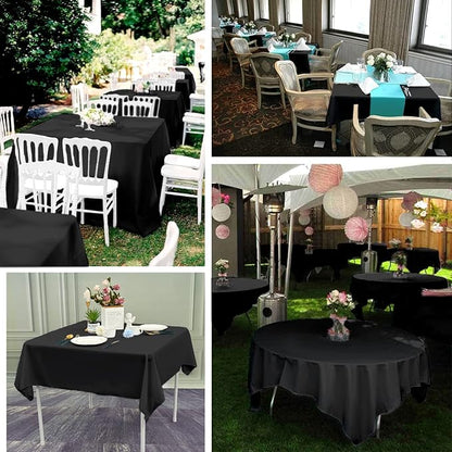 6 Pack Black Square Tablecloths - 52 x 52 Inch, Polyester Table Cover for Square Table, Stain and Wrinkle Resistant Washable Fabric, Restaurant Banquet Party