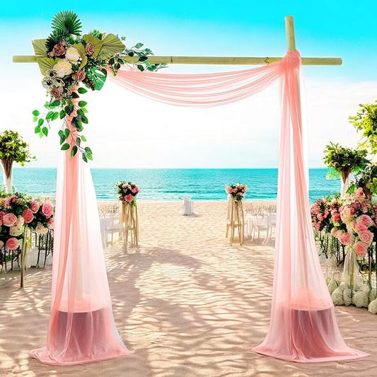 MDS Halloween Chiffon Draping Fabric - 1 Panel, 30" Wide x 30ft Long - Sheer Spooky Arbor & Canopy Drapery for Haunted House Backdrops, Party Ceilings, DIY Costumes & Themed Events - Peach