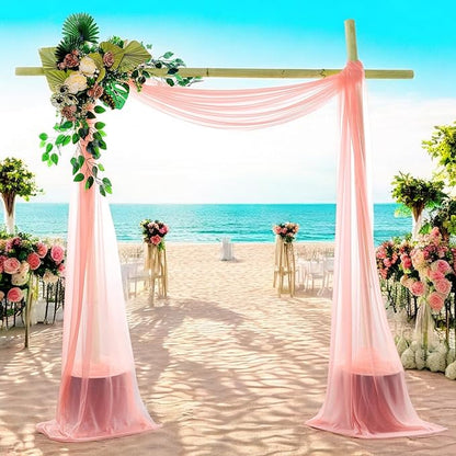 MDS Halloween Chiffon Draping Fabric - 1 Panel, 30" Wide x 50ft Long - Sheer Spooky Arbor & Canopy Drapery for Haunted House Backdrops, Party Ceilings, DIY Costumes & Themed Events - Peach