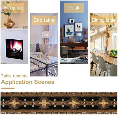 Aztec Table Runner Southwestern Native Vintage Geometric Pattern Table Runner Retro Country Table Dinner Decoration 13x36 Inch
