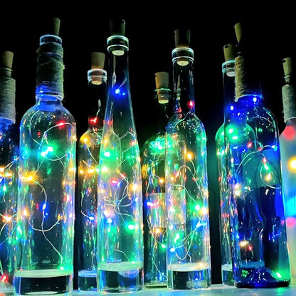 Wine Bottle Lights with Cork 15Pack 10 LED 40 Inches Battery Operated Silver Wire Liquor Fairy Mini String Lights for Party Christmas Halloween Wedding Decoration