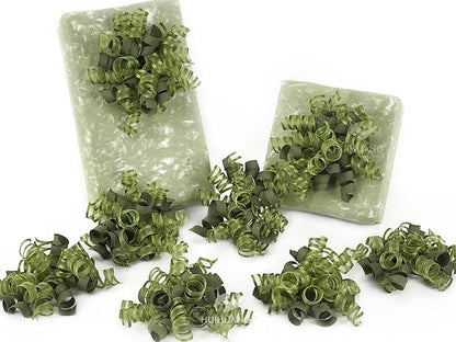 HUIHUANG Green Bows for Gift Wrapping Christmas Gift Bow 5 inch x 8 Counts Moss Green Self-Adhesive Curly Ribbon Bows for Presents, Paper Bag, Party Favors, Wrapping Accessories