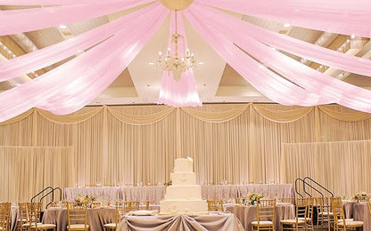 6 Panels Pink Ceiling Drapes for Wedding 5ftx40ft Ceiling Drapes Wedding Arch Draping Fabric Cheesecloth Sheer Curtain Romantic Ceiling Decorations for Weddings Party Banquet Ceremony Stage