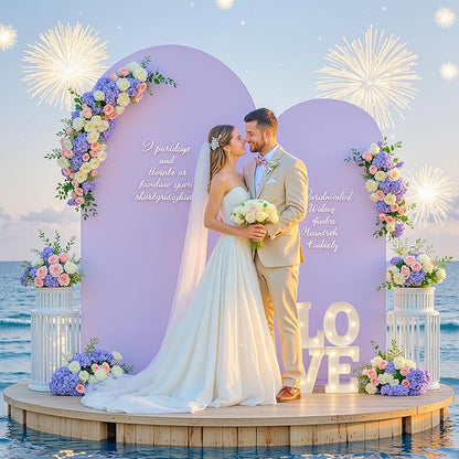 Purple Lavender Arch Backdrop Cover for Wedding, 7.2FT 6FT Set of 2 Stretchy Spandex Fitted Arch Stand Cover for Baby Shower, Birthday Party Decor, Chiara Backdrop Cover with Double-Sided Design