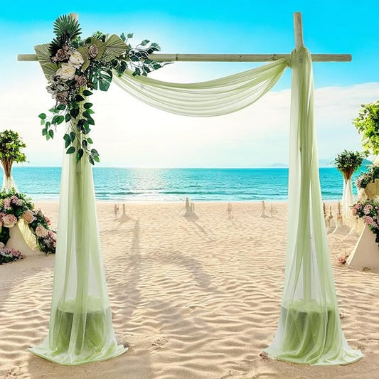 MDS Halloween Chiffon Draping Fabric - 2 Panel, 30" Wide x 75ft Long - Sheer Spooky Arbor & Canopy Drapery for Haunted House Backdrops, Party Ceilings, DIY Costumes & Themed Events - Sage Green