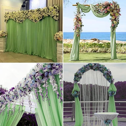 8 Panels Wedding Arch Draping Fabric 28" x 20Ft Wedding Arch Drapes Chiffon Fabric Drape Sheer Backdrop Curtain for Weddings Party Ceremony Birthday Arbor Drapery Reception Ceiling Décor(Sage Green)