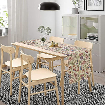 Spring Floral Table Runner, Boho Floral Pattern Natural Plant Table Decoration for Home Kitchen Restaurant Holiday Party,13in（33cm） W * 72in（184cm） L