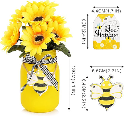 Mason Jar Centerpiece for Table, Rustic Table Decoration for Farmhouse Kitchen