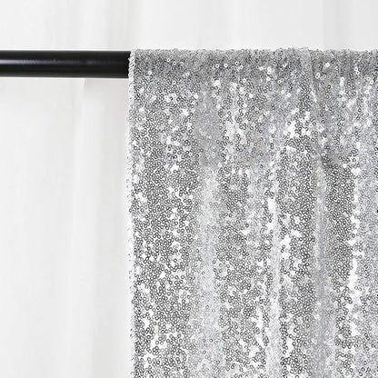 8ft x 8ft Silver Sequin Backdrop Curtain Glitter Photo Booth Backdrop for Wedding Birthday Baby Shower Event Decorations