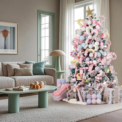 LANGXUN 6pcs Candy Land 2025 Xmas Birthday Party Wedding Suppiles Decoration, Hanging Candy Cane Christmas Tree Décor, Christmas Decorative Hanging Ornaments Crafts