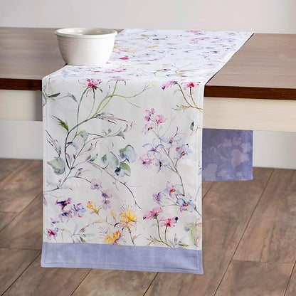 Maison d' Hermine Table Runner 100% Cotton Double Layer Table Runners 72 inches Long Decorative for Home Kitchen Dining Party Wedding Bridal Shower Spring Summer (Summer Floral, 14.50" x 72")