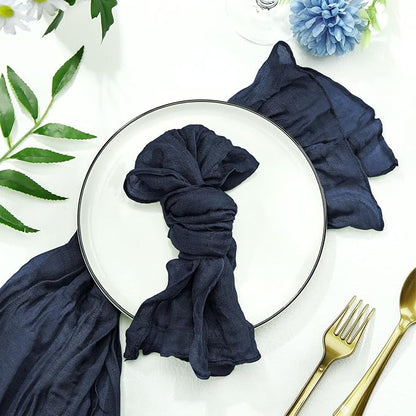 12 Pack Cheesecloth Table Runner 10Ft Christmas Gauze Boho Table Runners for Wedding Decor Bridal Shower Decorations Baby Shower Party(35" x 120")(Navy)