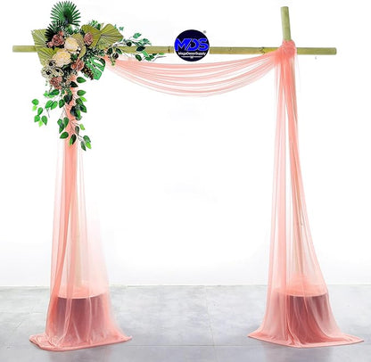 MDS Halloween Chiffon Draping Fabric - 2 Panel, 30" Wide x 100ft Long - Sheer Spooky Arbor & Canopy Drapery for Haunted House Backdrops, Party Ceilings, DIY Costumes & Themed Events - Peach