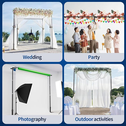 Pipe and Drape Backdrop Stand, 20x10ft Heavy Duty Adjustable Background Frame with Metal Base, Back Drop Holder for Parties Photography Wedding Photoshoot Decoration - Black