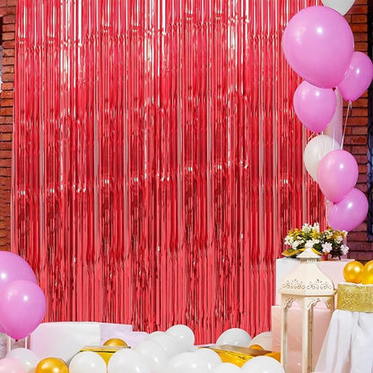 Crosize 8 Pack 3.3 x 9.9 ft Red Foil Fringe Curtains Party Decorations, Red Tinsel Curtain Backdrop for Parties, Door Streamers, Glitter Streamer Backdrop for Birthday Decoration