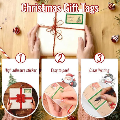 500 PCS Christmas Gift Tags Christmas Santa Claus Stickers Self Adhesive Vintage Christmas Tag Christmas Festival Holiday Decor（New）