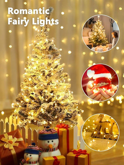 4 Pack Fairy Lights Battery Operated with Remote Control Timer, LED String Lights Outdoor Indoor Decorations, 8 Modes Twinkle Lights for Christmas Party Wedding Birthday Bedroom Décor (Warm White)