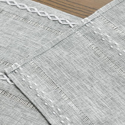 Artoid Mode Grey Rustic Cotton Linen Table Runner, Seasonal Embroidered Hollow Kitchen Dining Table Decoration for Home Party Decor 13x90 Inch